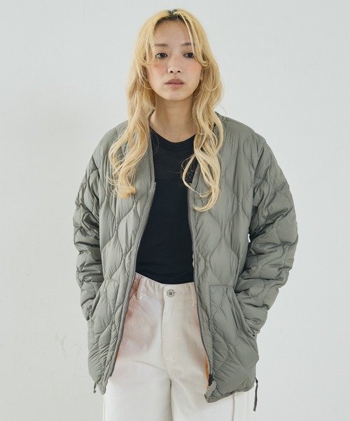 TAION】ミリタリー Vネック Wジップ ダウンジャケット / ブルゾン