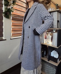 ｔｏｌｅｎｅ（トレネ）の「千鳥格子柄 チェスター コート ロング丈コート（チェスターコート）」