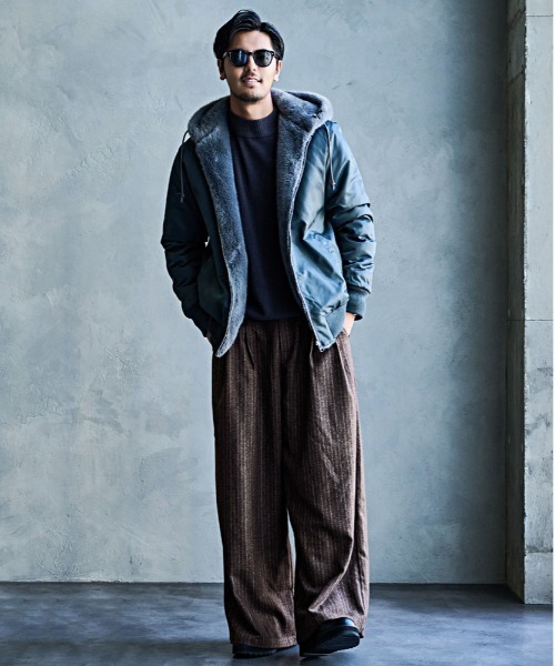 CavariA（キャバリア）の「『CavariA/キャバリア』ストライプワイドパンツ（その他パンツ・メンズ・チャコール/ブラウン・M/L）」の12枚目の写真