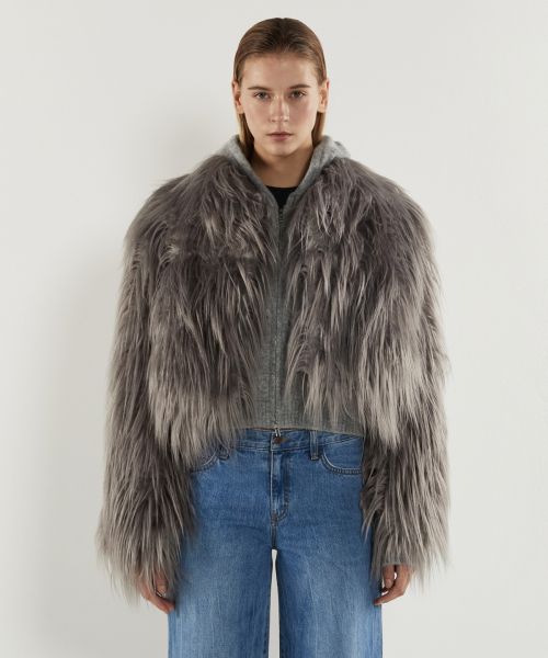 RIDIFI（リディフィ）の「シングルブレストファージャケット（ダークグレー）（ムートンコート・レディース・その他・SMALL/MEDIUM）」の2枚目の写真