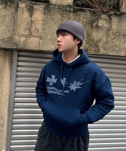 mydeepbluememories（マイディープブルーメモリーズ）の「SYMBOL LOGO GRAPHIC HOODIE (NAVY)（パーカー・レディース・ネイビー・FREE/2）」の9枚目の写真