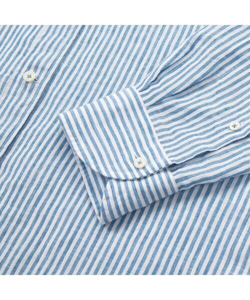 PRODESHIRT（プロデシャツ）の「[レギュラー] L-460 ヴィンテージリネンストライプシャツ (ブルー)（シャツ/ブラウス・メンズ・その他・M/L/XL/XX-LARGE）」の5枚目の写真