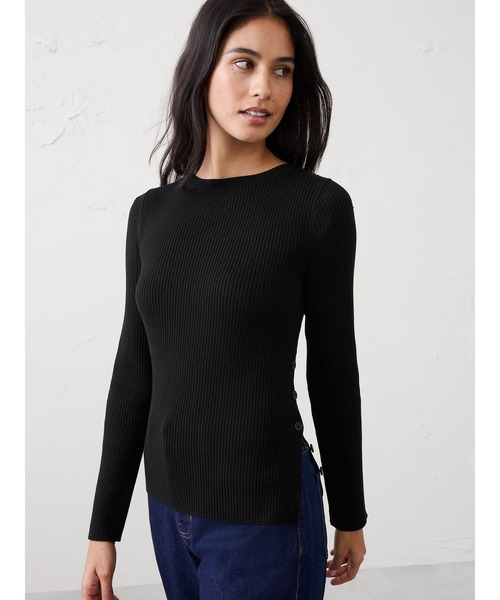 BANANA REPUBLIC FACTORY STORE(バナナリパブリック ファクトリーストア)の「BANANA REPUBLIC FACTORY STORE リブ ボートネック プルオーバーセーター(ニット/セーター・レディース・ブラック/グリーン・S/M/L/XS)」の1枚目の写真
