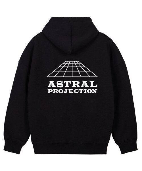 ASTRAL PROJECTION(アストラルプロジェクション)の「シグニチャーロゴオーバーサイズワイドショルダーフードパーカー_ブラック(パーカー・メンズ・その他・X-LARGE/XX-LARGE/LARGE/MEDIUM)」の1枚目の写真