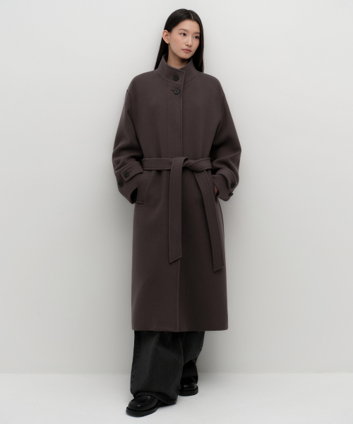 MUSINSA STANDARD WOMAN（ムシンサスタンダードウーマン）の「ウィメンズカシミヤブレンドハイネックローブコート[チョコブラウン]（チェスターコート・レディース・その他・SMALL/MEDIUM/LARGE/X-SMALL）」の3枚目の写真