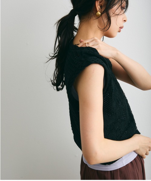 Trish(トリッシュ)の「ループヤーン前開きベスト(ベスト・レディース・ホワイト/ブラック・MEDIUM)」の18枚目の写真