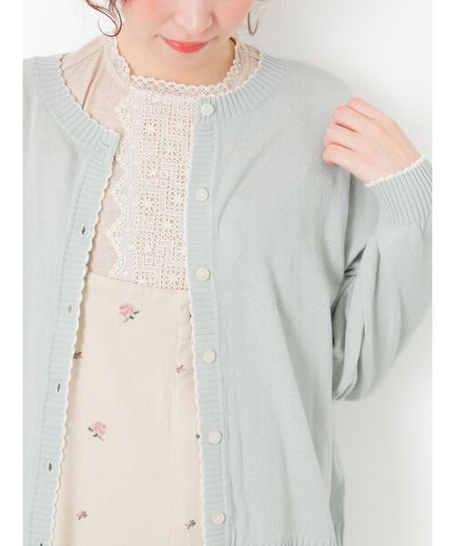 Samansa Mos2（サマンサ モスモス）の「配色スカラップカーディガン（カーディガン/ボレロ・レディース・レッド/ミント/ブラック/オフホワイト・F）」の3枚目の写真