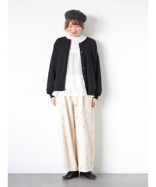 Samansa Mos2（サマンサ モスモス）の「配色スカラップカーディガン（カーディガン/ボレロ・レディース・レッド/ミント/ブラック/オフホワイト・F）」の7枚目の写真