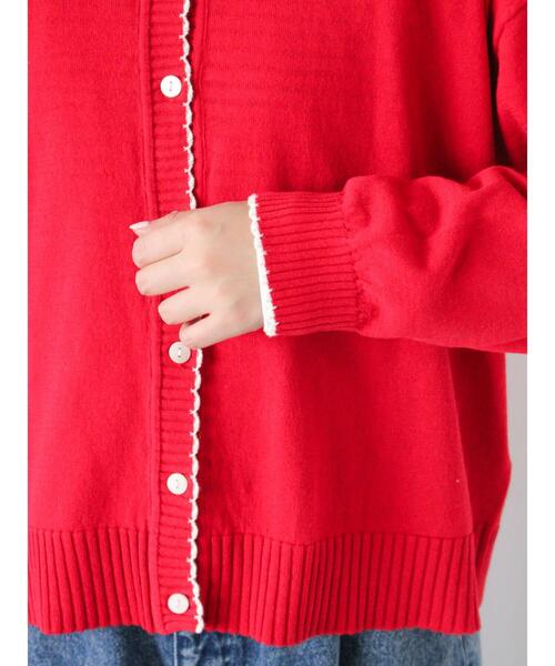 Samansa Mos2（サマンサ モスモス）の「配色スカラップカーディガン（カーディガン/ボレロ・レディース・レッド/ミント/ブラック/オフホワイト・F）」の21枚目の写真