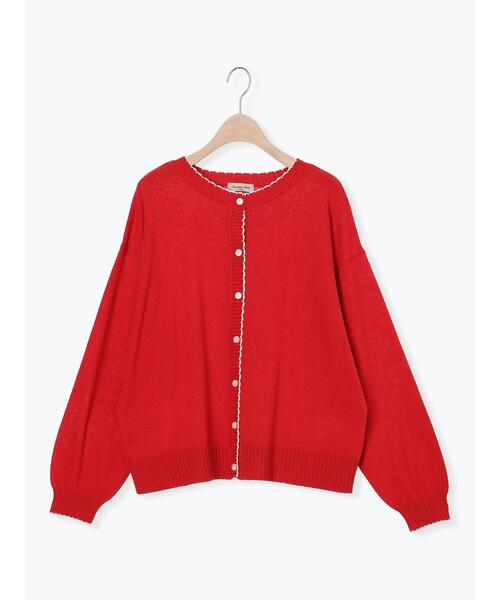 Samansa Mos2（サマンサ モスモス）の「配色スカラップカーディガン（カーディガン/ボレロ・レディース・レッド/ミント/ブラック/オフホワイト・F）」の14枚目の写真