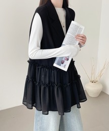 ABITOKYO（アビトーキョー）の「異素材ティアードフリルジレ（ベスト）」