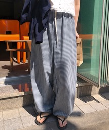 チェック柄イージーワイドパンツ