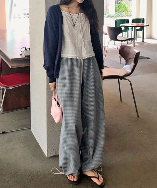 yuue' ( wear )(ユーイ)の「チェック柄イージーワイドパンツ(その他パンツ・レディース・ブルー・FREE)」の11枚目の写真