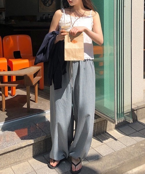 yuue' ( wear )(ユーイ)の「チェック柄イージーワイドパンツ(その他パンツ・レディース・ブルー・FREE)」の2枚目の写真