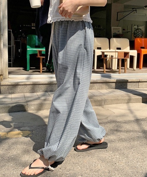 yuue' ( wear )(ユーイ)の「チェック柄イージーワイドパンツ(その他パンツ・レディース・ブルー・FREE)」の5枚目の写真