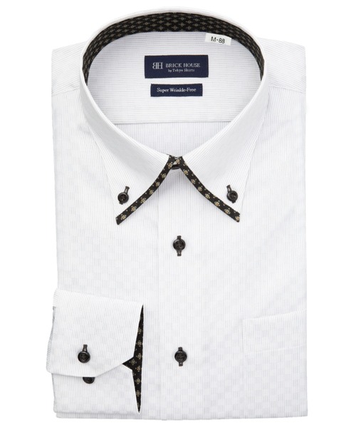 TOKYO SHIRTS(トウキョウシャツ)の「【超形態安定】 形態安定ノンアイロン ボタンダウン 長袖ビジネスワイシャツ(大きいサイズ・長いサイズ)(ビジネスシャツ・メンズ・グレー・首回り39cm-裄丈88cm/首回り41cm-裄丈90cm/首回り42cm-裄丈90cm/首回り45cm-裄丈82cm/首回り45cm-裄丈86cm/首回り45cm-裄丈90cm/首回り47cm-裄丈86cm/首回り47cm-裄丈90cm)」の1枚目の写真
