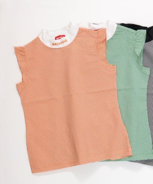 archivio(アルチビオ)の「<LADIES>ギンガムフリル冷感プルオーバー(Tシャツ/カットソー・レディース・オレンジ/グリーン/ブラック・S/M/L)」の1枚目の写真