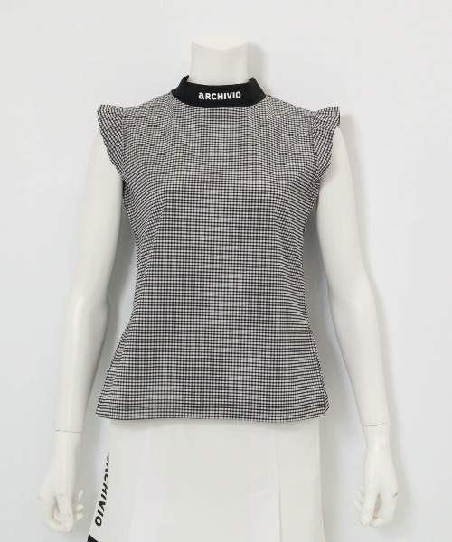 archivio(アルチビオ)の「<LADIES>ギンガムフリル冷感プルオーバー(Tシャツ/カットソー・レディース・オレンジ/グリーン/ブラック・S/M/L)」の2枚目の写真