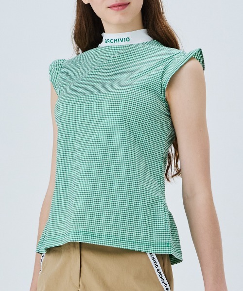 archivio(アルチビオ)の「<LADIES>ギンガムフリル冷感プルオーバー(Tシャツ/カットソー・レディース・オレンジ/グリーン/ブラック・S/M/L)」の9枚目の写真