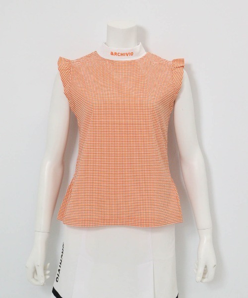 archivio(アルチビオ)の「<LADIES>ギンガムフリル冷感プルオーバー(Tシャツ/カットソー・レディース・オレンジ/グリーン/ブラック・S/M/L)」の5枚目の写真