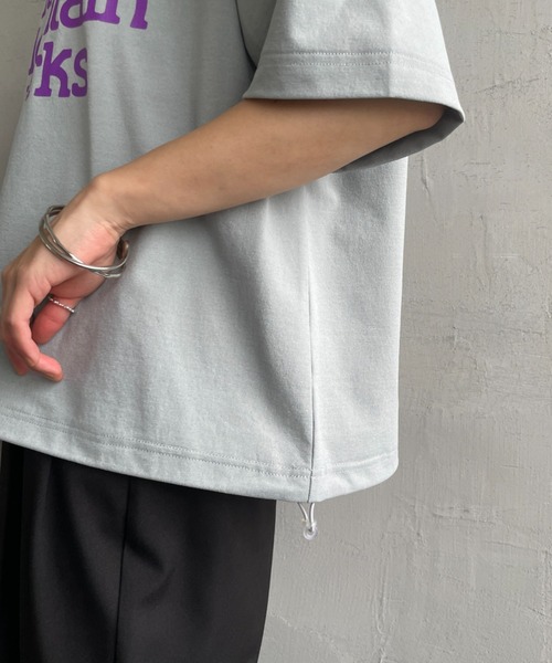 MARMOT（マーモット）の「【WEB先行予約】[Marmot/マーモット] 別注 ドローコード付き クロップド プリントTシャツ（Tシャツ/カットソー・レディース・ホワイト/ブラウン/グレー/ブラック・F）」の7枚目の写真