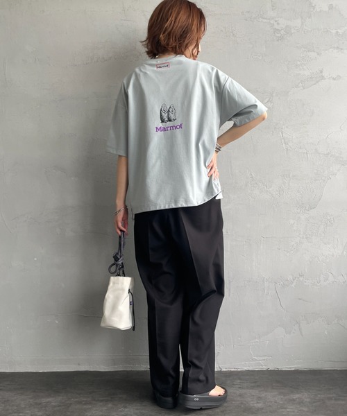 MARMOT（マーモット）の「【WEB先行予約】[Marmot/マーモット] 別注 ドローコード付き クロップド プリントTシャツ（Tシャツ/カットソー・レディース・ホワイト/ブラウン/グレー/ブラック・F）」の6枚目の写真