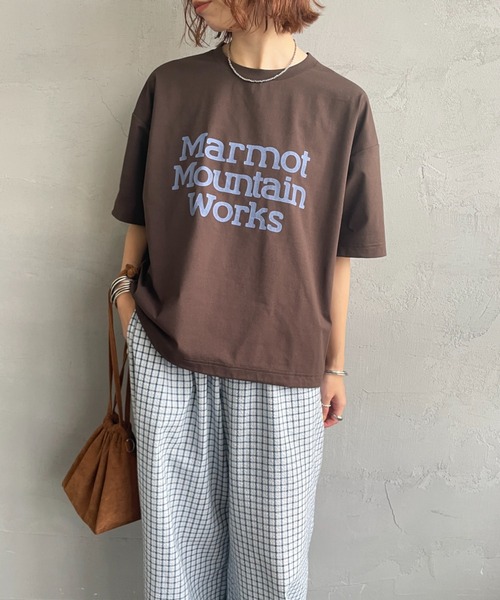 MARMOT（マーモット）の「【WEB先行予約】[Marmot/マーモット] 別注 ドローコード付き クロップド プリントTシャツ（Tシャツ/カットソー・レディース・ホワイト/ブラウン/グレー/ブラック・F）」の19枚目の写真