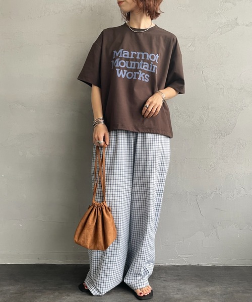 MARMOT（マーモット）の「【WEB先行予約】[Marmot/マーモット] 別注 ドローコード付き クロップド プリントTシャツ（Tシャツ/カットソー・レディース・ホワイト/ブラウン/グレー/ブラック・F）」の22枚目の写真