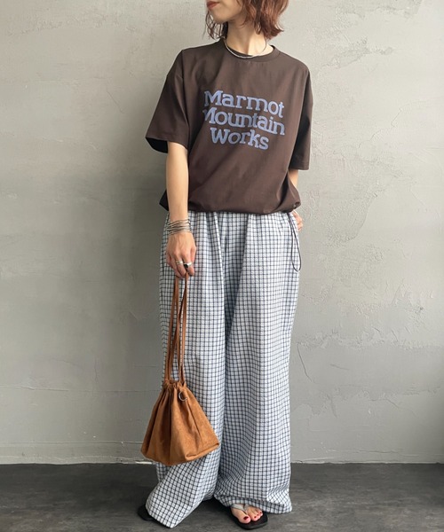 MARMOT（マーモット）の「【WEB先行予約】[Marmot/マーモット] 別注 ドローコード付き クロップド プリントTシャツ（Tシャツ/カットソー・レディース・ホワイト/ブラウン/グレー/ブラック・F）」の13枚目の写真