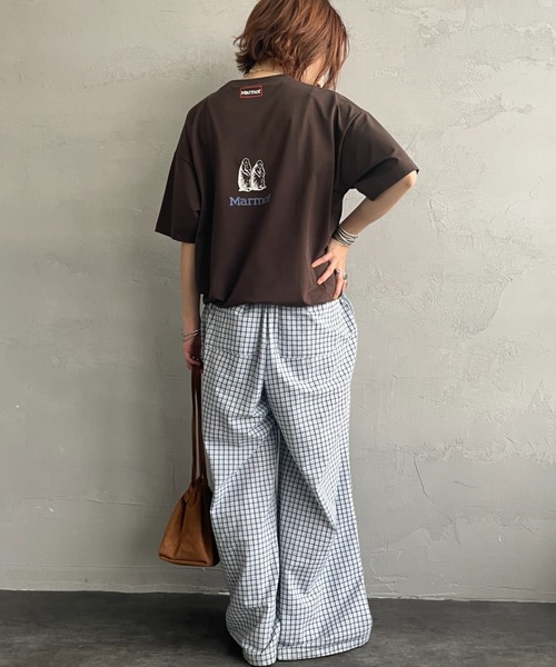 MARMOT（マーモット）の「【WEB先行予約】[Marmot/マーモット] 別注 ドローコード付き クロップド プリントTシャツ（Tシャツ/カットソー・レディース・ホワイト/ブラウン/グレー/ブラック・F）」の15枚目の写真