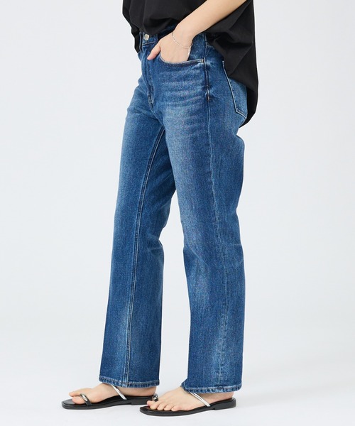 Healthy denim（ヘルシーデニム）の「【Healthy DENIM】Celery Long ストレートデニム/ロングレングス（デニムパンツ・レディース・ネイビー・32/34/36/38）」の4枚目の写真