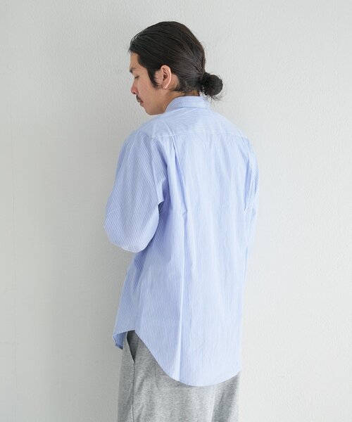 Kastane(カスタネ)の「【一部店舗限定/ユニセックス】BM ストライプラウンドシャツ(シャツ/ブラウス・メンズ・ネイビー/ブルー/サックスブルー・FREE)」の8枚目の写真