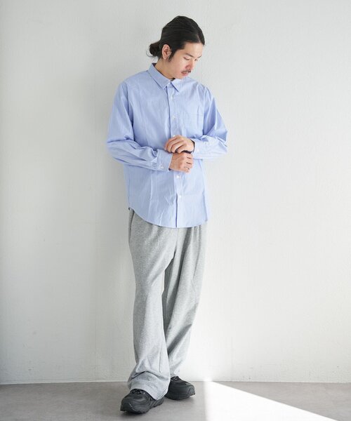 Kastane(カスタネ)の「【一部店舗限定/ユニセックス】BM ストライプラウンドシャツ(シャツ/ブラウス・メンズ・ネイビー/ブルー/サックスブルー・FREE)」の9枚目の写真