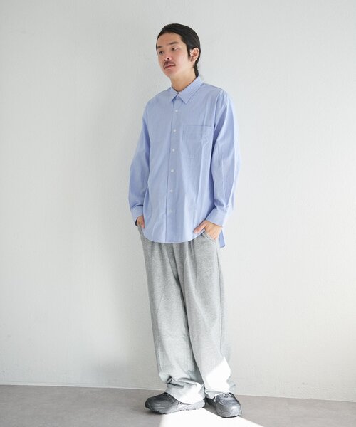 Kastane(カスタネ)の「【一部店舗限定/ユニセックス】BM ストライプラウンドシャツ(シャツ/ブラウス・メンズ・ネイビー/ブルー/サックスブルー・FREE)」の10枚目の写真