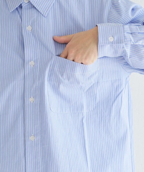 Kastane(カスタネ)の「【一部店舗限定/ユニセックス】BM ストライプラウンドシャツ(シャツ/ブラウス・メンズ・ネイビー/ブルー/サックスブルー・FREE)」の18枚目の写真
