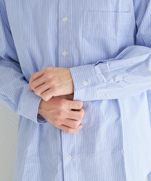 Kastane(カスタネ)の「【一部店舗限定/ユニセックス】BM ストライプラウンドシャツ(シャツ/ブラウス・メンズ・ネイビー/ブルー/サックスブルー・FREE)」の19枚目の写真