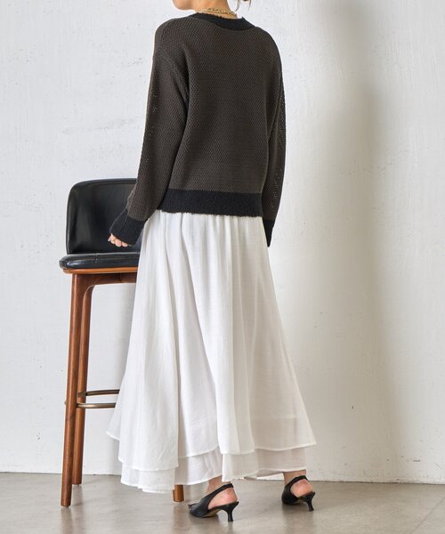 Jena espace merveilleux(ジェナ エスパスメルヴェイユ)の「【軽やかティアード】ヨウリュウティアードスカート(スカート・レディース・オフホワイト/ブラック・FREE)」の7枚目の写真