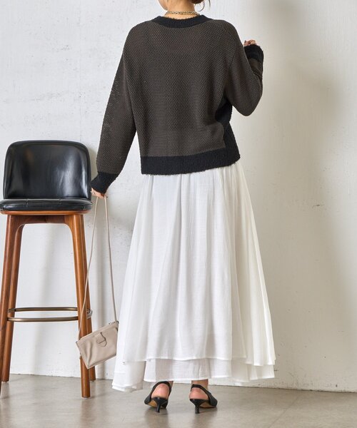 Jena espace merveilleux(ジェナ エスパスメルヴェイユ)の「【軽やかティアード】ヨウリュウティアードスカート(スカート・レディース・オフホワイト/ブラック・FREE)」の8枚目の写真