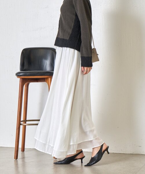 Jena espace merveilleux(ジェナ エスパスメルヴェイユ)の「【軽やかティアード】ヨウリュウティアードスカート(スカート・レディース・オフホワイト/ブラック・FREE)」の11枚目の写真