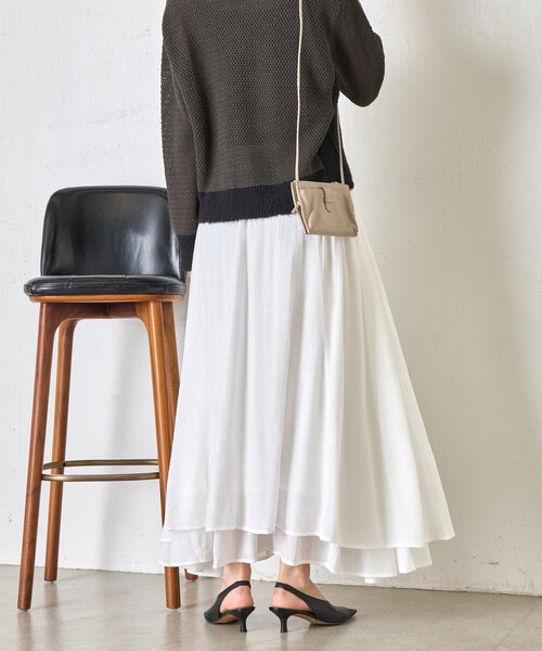 Jena espace merveilleux(ジェナ エスパスメルヴェイユ)の「【軽やかティアード】ヨウリュウティアードスカート(スカート・レディース・オフホワイト/ブラック・FREE)」の13枚目の写真