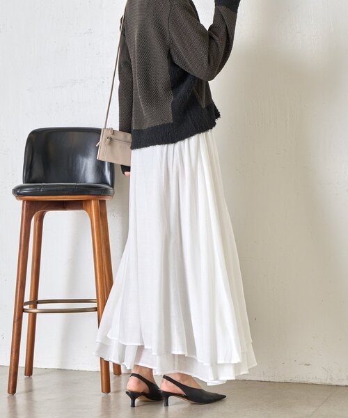 Jena espace merveilleux(ジェナ エスパスメルヴェイユ)の「【軽やかティアード】ヨウリュウティアードスカート(スカート・レディース・オフホワイト/ブラック・FREE)」の14枚目の写真