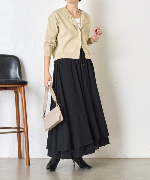 Jena espace merveilleux(ジェナ エスパスメルヴェイユ)の「【軽やかティアード】ヨウリュウティアードスカート(スカート・レディース・オフホワイト/ブラック・FREE)」の15枚目の写真