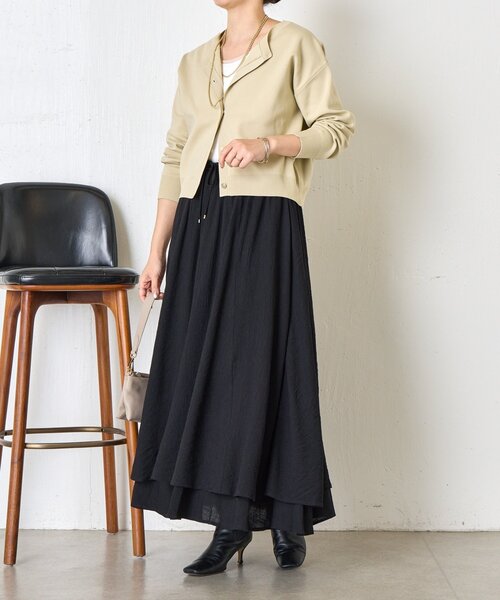 Jena espace merveilleux(ジェナ エスパスメルヴェイユ)の「【軽やかティアード】ヨウリュウティアードスカート(スカート・レディース・オフホワイト/ブラック・FREE)」の16枚目の写真