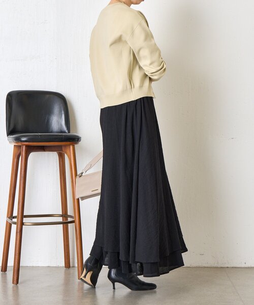 Jena espace merveilleux(ジェナ エスパスメルヴェイユ)の「【軽やかティアード】ヨウリュウティアードスカート(スカート・レディース・オフホワイト/ブラック・FREE)」の20枚目の写真