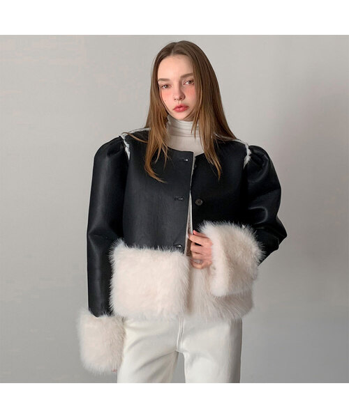 Roro Faux Fur Crop Leather Jacket