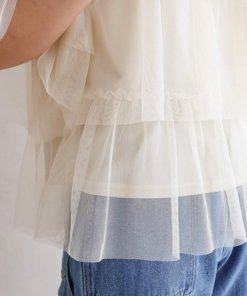 B.I.D.(ビーアイディー)の「《ティアードチュールブラウス》(シャツ/ブラウス・レディース・グレー/アイボリー/ブラック・M)」の10枚目の写真