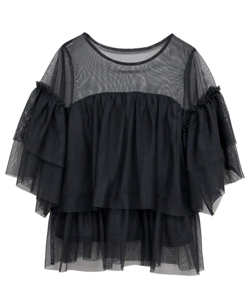 B.I.D.(ビーアイディー)の「《ティアードチュールブラウス》(シャツ/ブラウス・レディース・グレー/アイボリー/ブラック・M)」の11枚目の写真