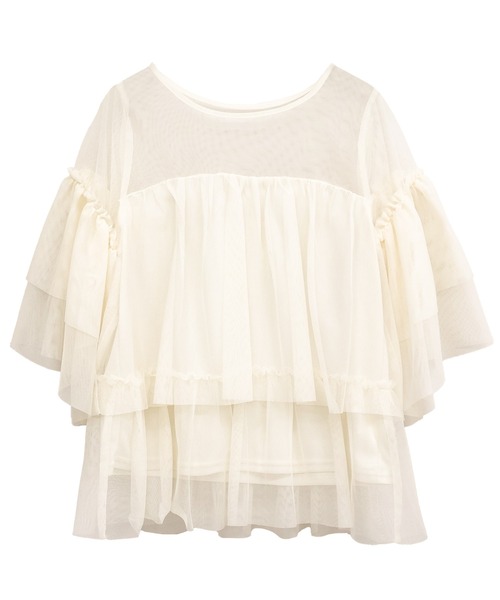 B.I.D.(ビーアイディー)の「《ティアードチュールブラウス》(シャツ/ブラウス・レディース・グレー/アイボリー/ブラック・M)」の13枚目の写真