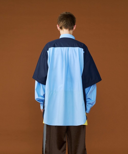 SeeSew(シーソー)の「【UNISEX】FAKE BLOCKING OVER SHIRTS/フェイクブロッキングオーバーシャツ(シャツ/ブラウス・メンズ・ブルー系その他/ネイビー/サックスブルー・M/L)」の16枚目の写真