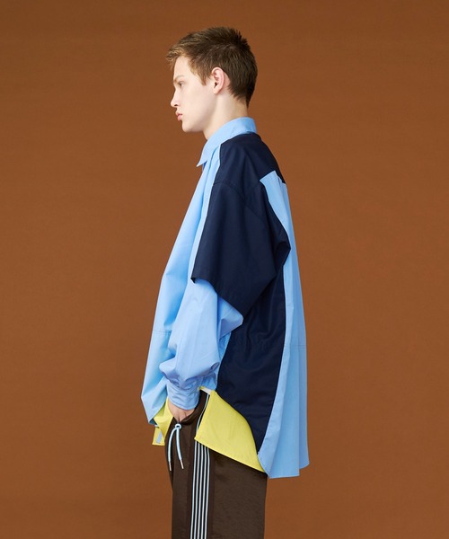 SeeSew(シーソー)の「【UNISEX】FAKE BLOCKING OVER SHIRTS/フェイクブロッキングオーバーシャツ(シャツ/ブラウス・メンズ・ブルー系その他/ネイビー/サックスブルー・M/L)」の18枚目の写真